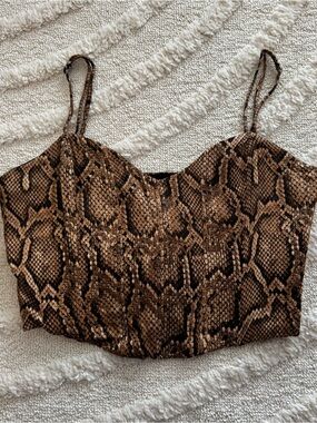 Zara Snake Print Corset Style Crop Top Women’s Size Medium NWT